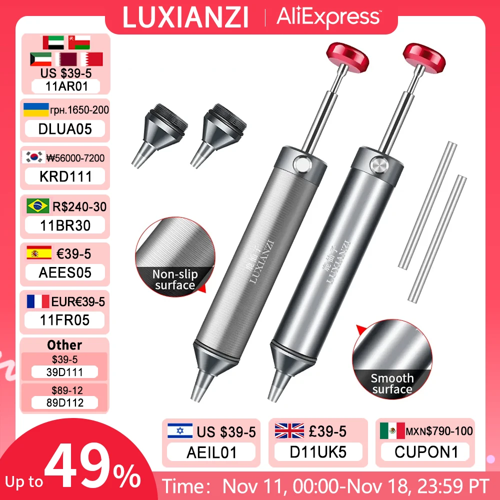 luxianzi poderosa desoldering bomba de succao de aluminio tin gun vacuo de solda ferro dessolder solda sucker pen remocao ferramentas manuais 01