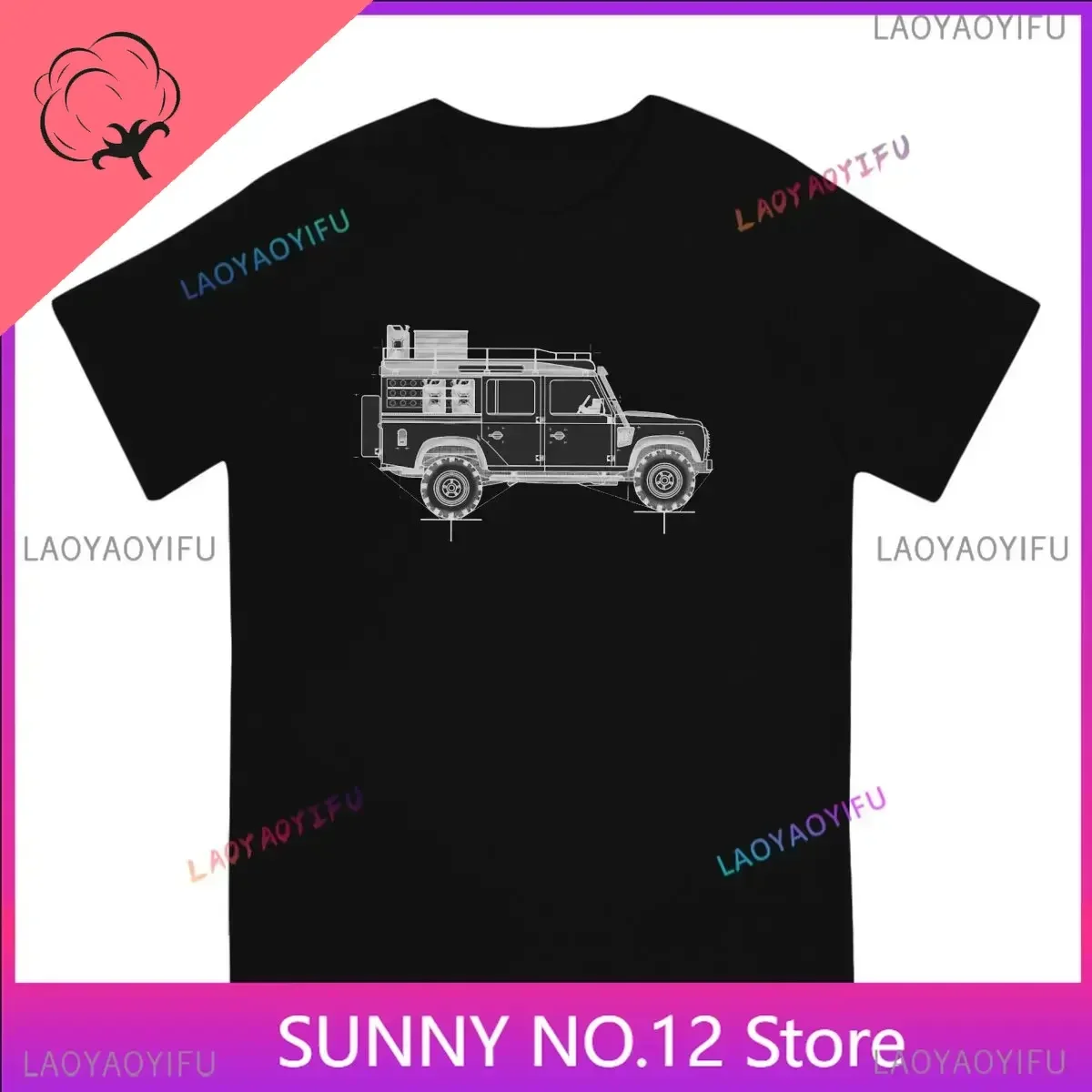 Men's T-Shirt Defender 110 rough Blueprint Fashion Customized Tee Shirt Short Sleeve Land Rover SUV T Shirt O Neck Tops Printing