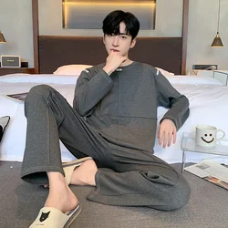 6XL 130kg Extra Large Size Pajamas Men's Spring Long Sleeve Loungewear Set Korean Teenagers Loose Homewear Two-piece Outfits