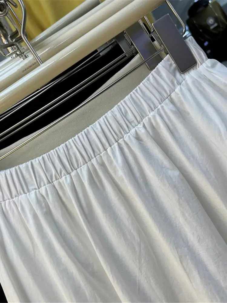 Korean Style Heavy Work Cotton Lace Patchwork White A-Line Half Skirt Women's Autumn Winter Flared Skirt Cake Long Skirt