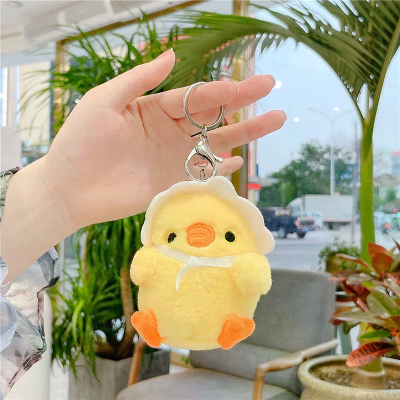 

Cute Little Yellow Chicken Bag Pendant Plush Toy Doll Netred Chick Keychain Gift