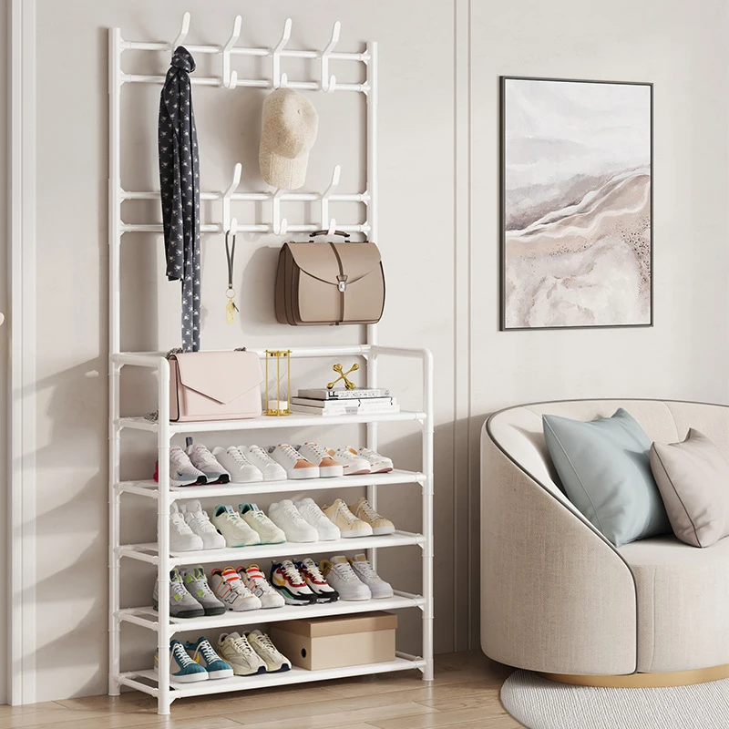 

Household Simple Entryway Integrated Shoe Rack Coat Hat Rack Strong Load-bearing Bedroom Hanger Shoe Cabinet Bag Storage Rack