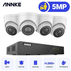 ANNKE 8CH FHD 5MP POE Network Video Security System H.265+ 6MP NVR With 5MP Weatherproof Surveillance POE Cameras With Audio in