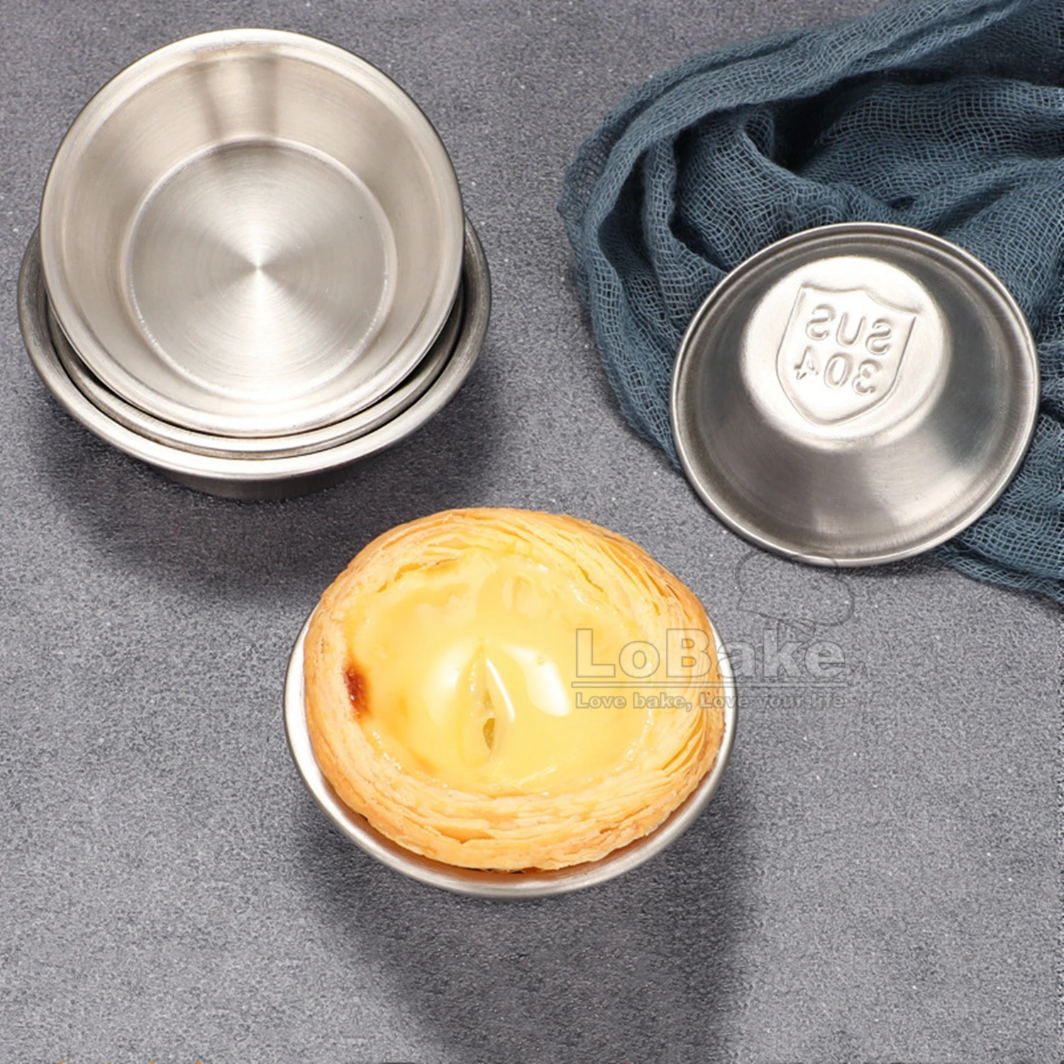 10-30pcs 3 Sizes Round 304 Stainless Steel Egg Tart Molds Pudding Tin Cheese Pan Bowl Cake Holder For DIY Baking Accessories