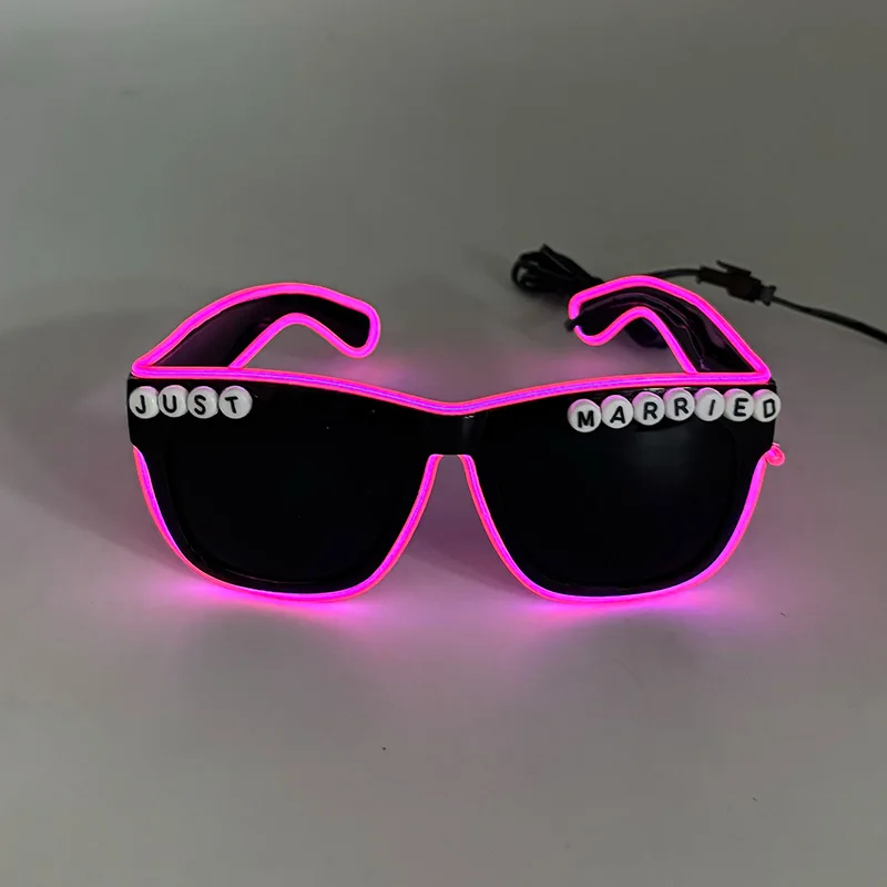 Funny LED Light Just Married Glasses Glowing Luminous Glasses Wedding Decor Flashing Sunglasses Costume