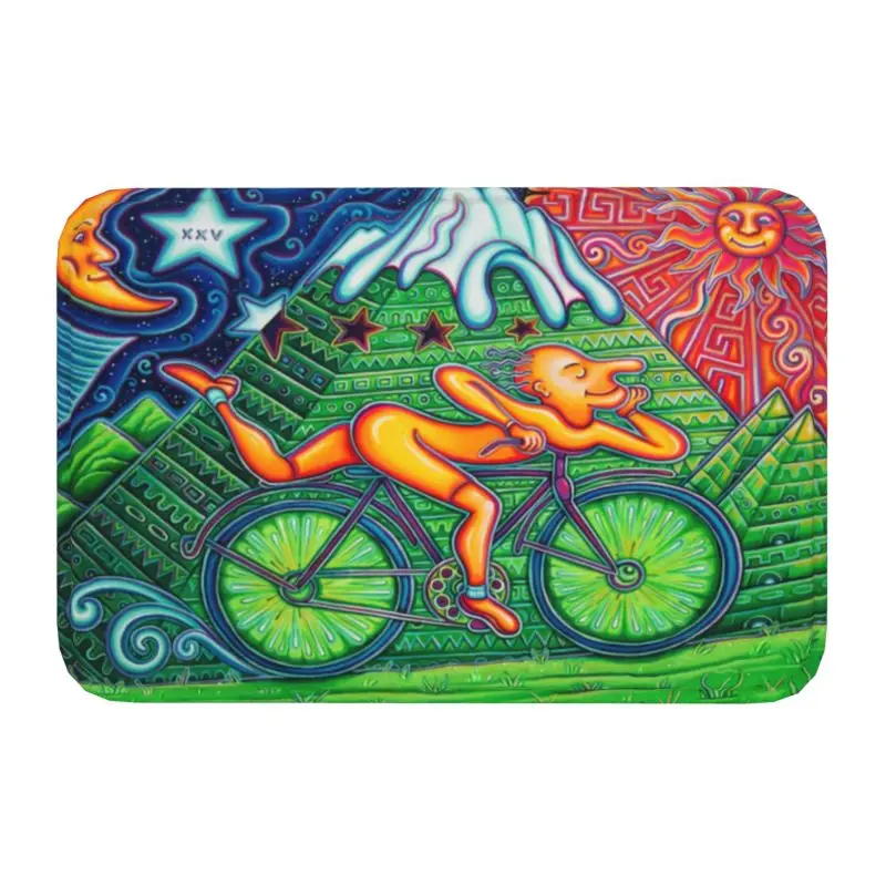 Albert Hoffman LSD Bicycle Day Doormat Anti-Slip Entrance Kitchen Bath Door Floor Mat Acid Blotter Party Bedroom Rug Carpet