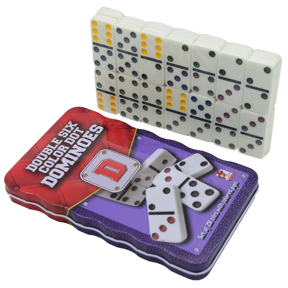 Iron Box Dominoes, 28 Pieces/set, Chessboard Toys, Travel Table Games, Dominoes, Mahjong, Multiplayer Party Games, Toy Gifts