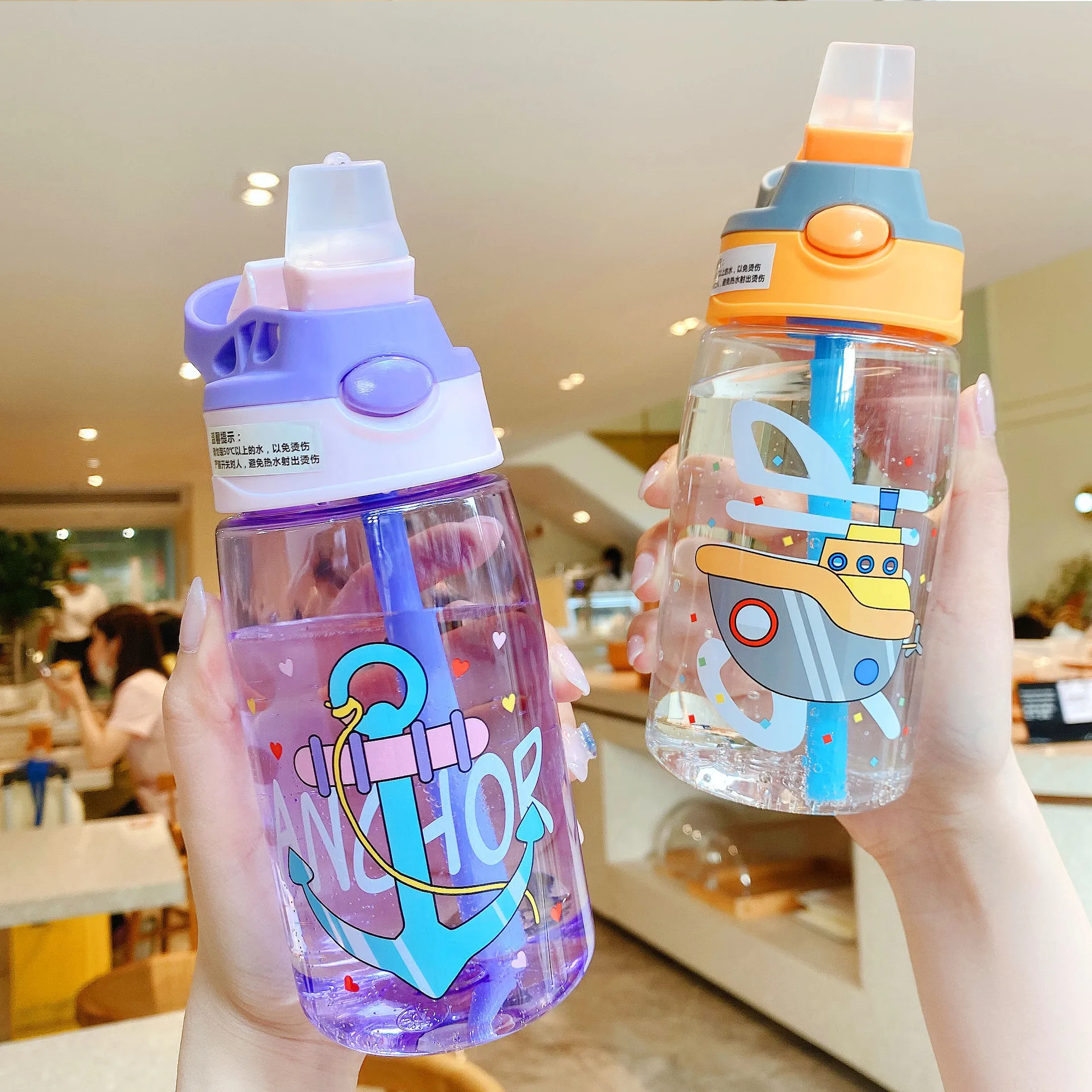 Cute Little Boys Plastic Cup Children Water Cup Sippy Cup Creative Handy Cup Duck Beak Children Cup Students Water Cup