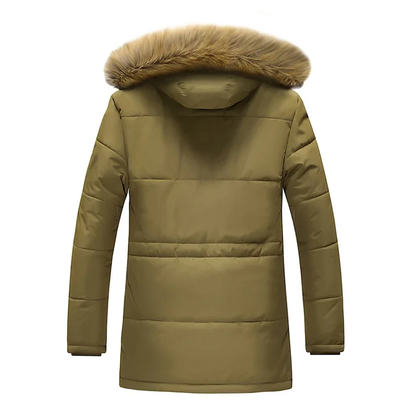 Nuevos Parkas con capucha a la moda para hombre, abrigos de invierno de Color sólido con bolsillo y cremallera, abrigo grueso y cálido, chaqueta térmica a prueba de viento para hombre, abrigo