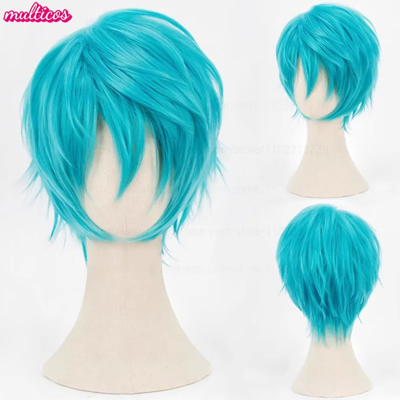 Farben Kurze Gerade Cosplay Perücke Layered Shaggy Flauschig Rot Rosa Braun Grün Blau Hitzebeständige Kunsthaar Party Anime Perücken – Detail 29