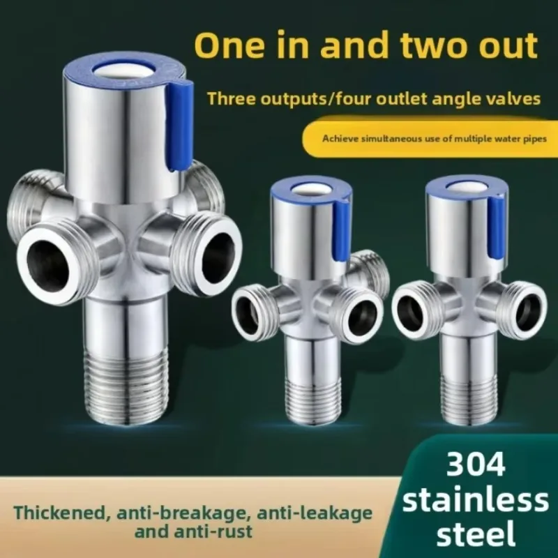 G1/2 Stainless Steel Angle Valve Thread Triangle Valve Hot and Cold Water Valve Bathroom Connector for Toilet Basin Water Heater