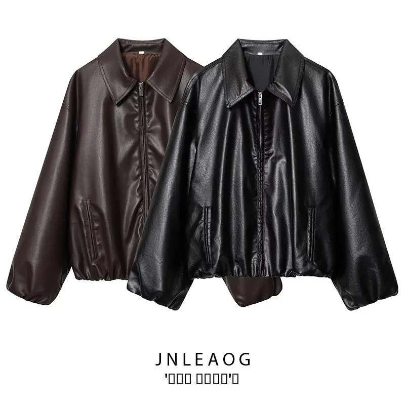 

JNLEAOG женское модное пальто-пилот, осеннее новое ветрозащитное универсальное пальто из синтетической кожи, верхняя одежда