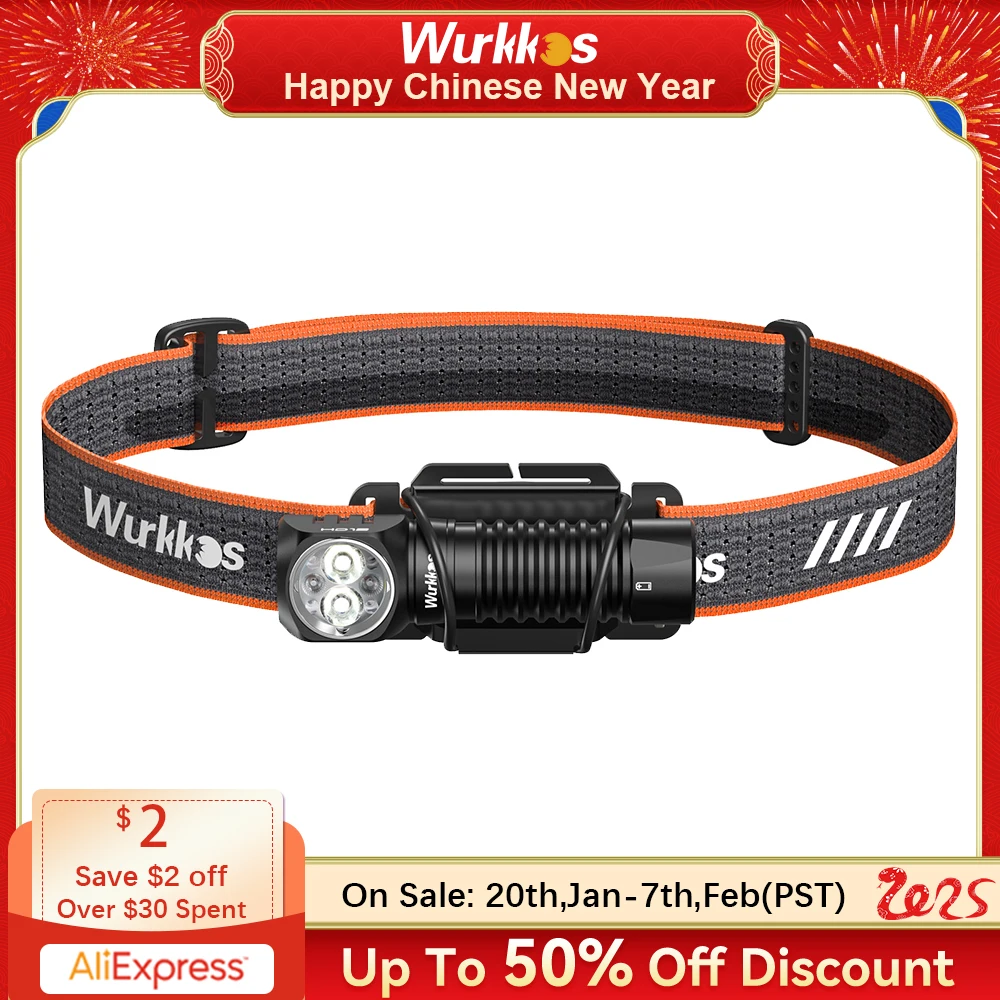 Wurkkos HD12 Mini Headlamp 850 Lumens Rechargeable Flashlight 14500/AA IP68 Magnetic Torch with White & Red Lights for Fishing