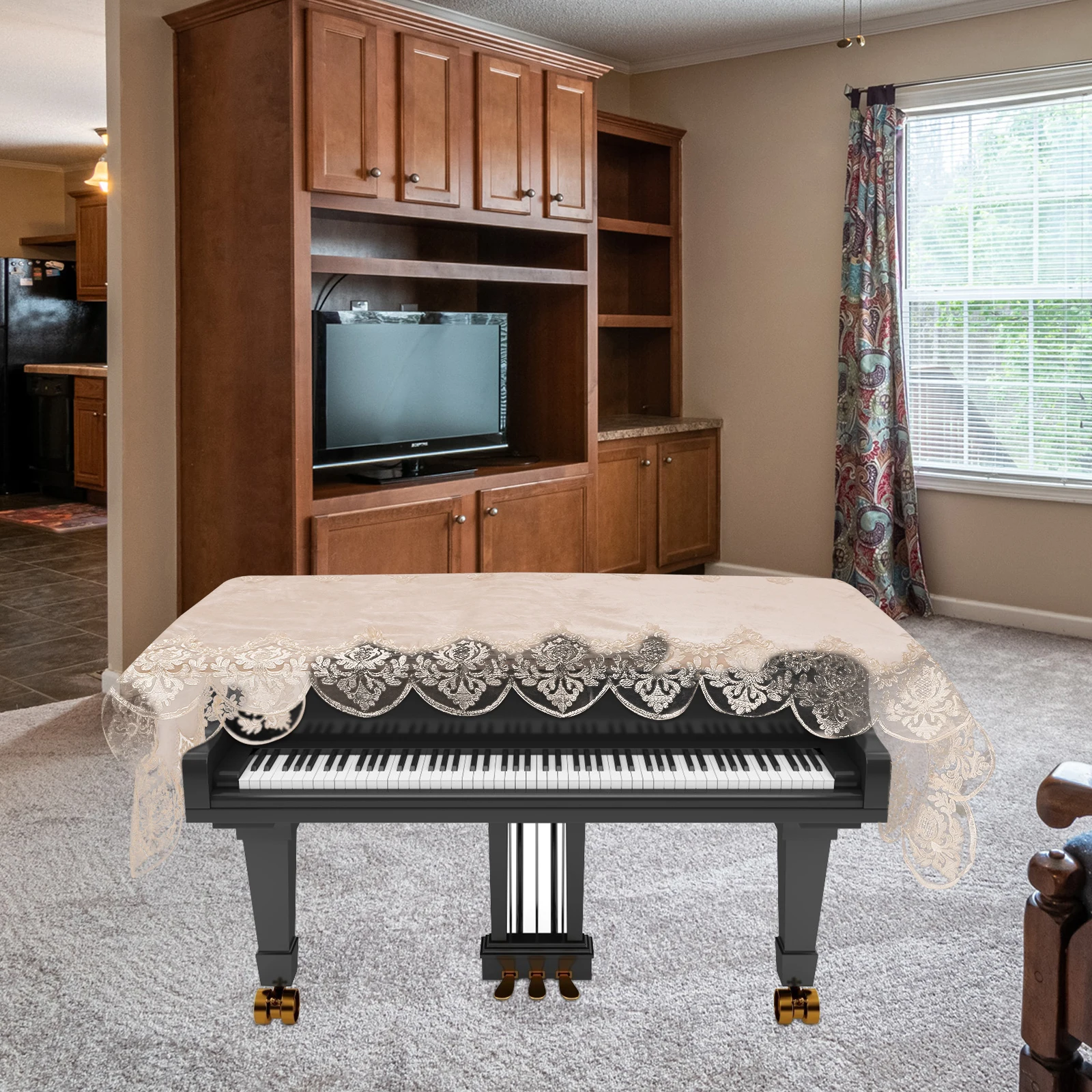

Rectangle Piano Cover Half Polyester (Polyester) Single Layer Waterproof Wear Resistant Protective