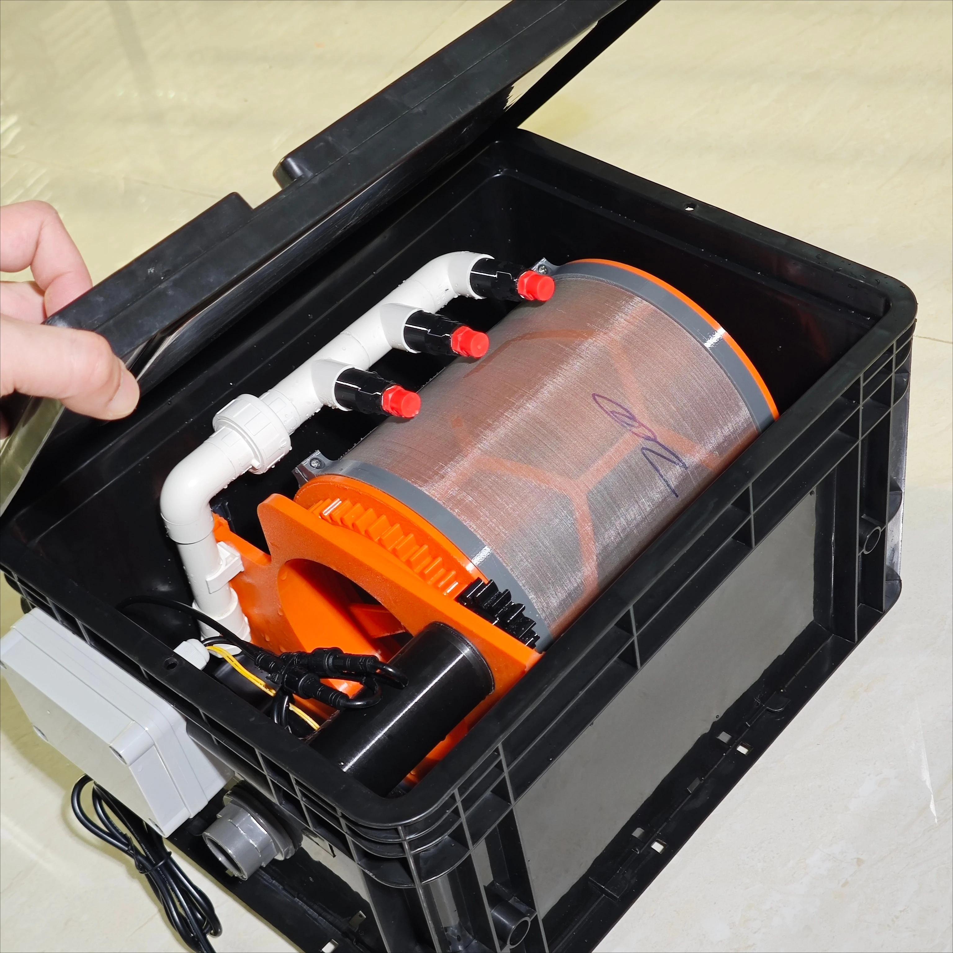 1-3 Ton Flow Rotary Drum Microfilter, Mini Automatic Backwash Filter, Fish Pond Auto Sewage Discharge Device