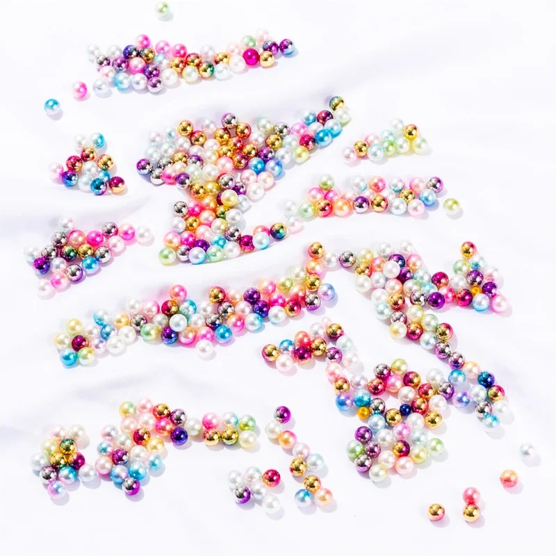 4mm/6mm/8mm/10mm Silver No Hole ABS Imitation Pearl Beads Round Loose Beads for DIY Clothing Bags Supplies Decoration Crafts