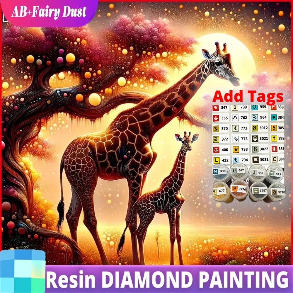 

Resin AB Fairy Dust Diamond Painting Giraffe Tree Diamond Mosaic Animal Landsacape New Collection 2026 Decorative Paintings