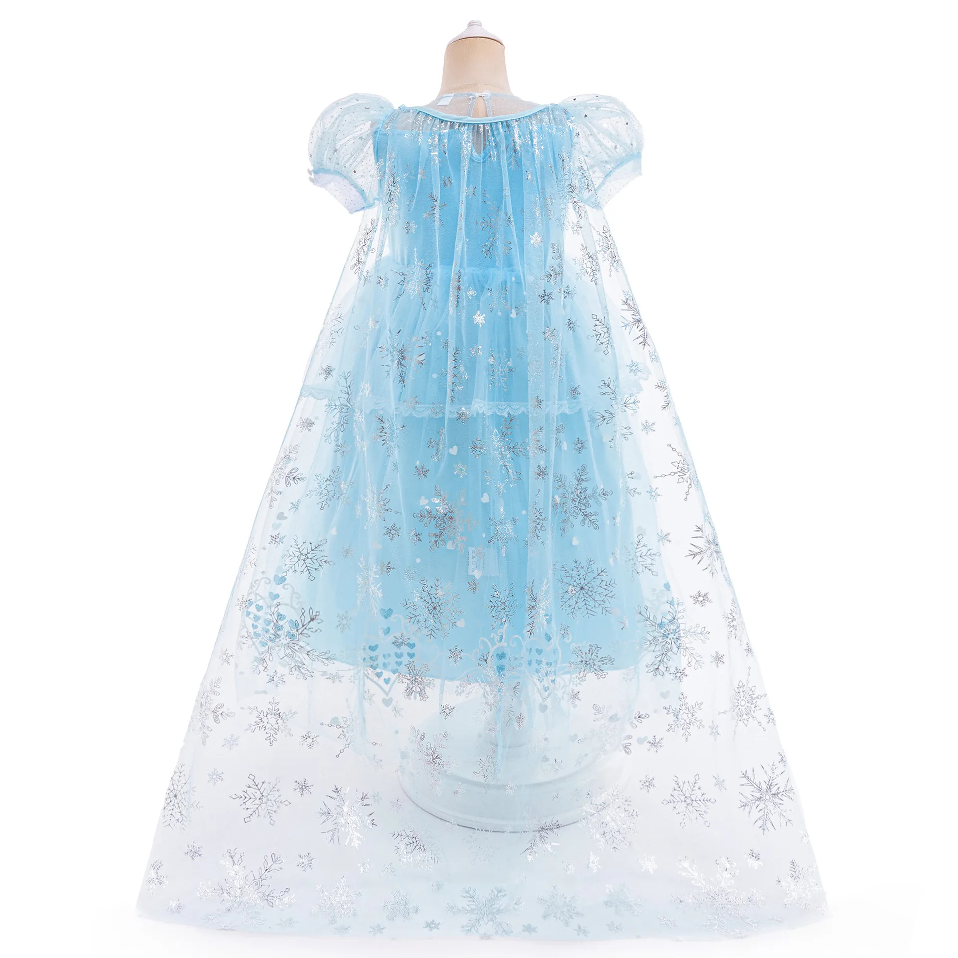 Frozen Elsa Princess Dress para meninas, Puff Mesh, Roupas de Halloween, Role Playing, Vestido Cosplay Anime, Vestido de noite para crianças