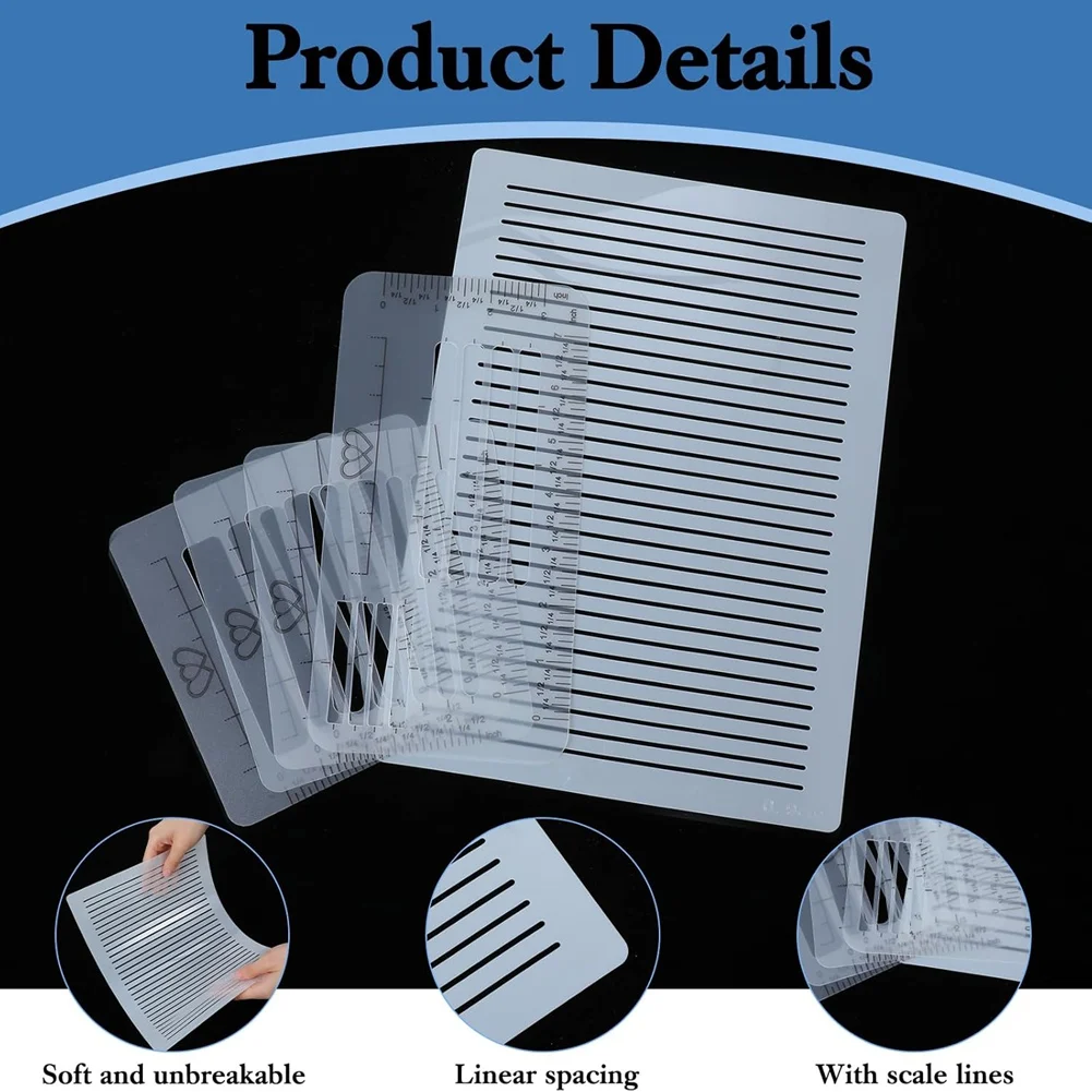 A20I 5Pc Straight Line Stencil Template Set Scale Spacing Line Drawing Stencils Suitable Card Paper Journal Lettering Writing