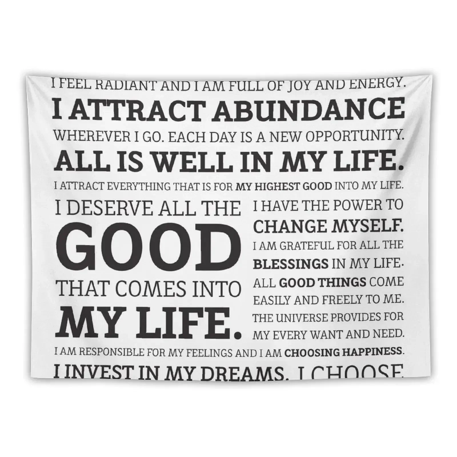 Positive Affirmations (Black on White/Grey) Tapestry Wall Mural House Decor Tapete For The Wall Carpet On The Wall Tapestry