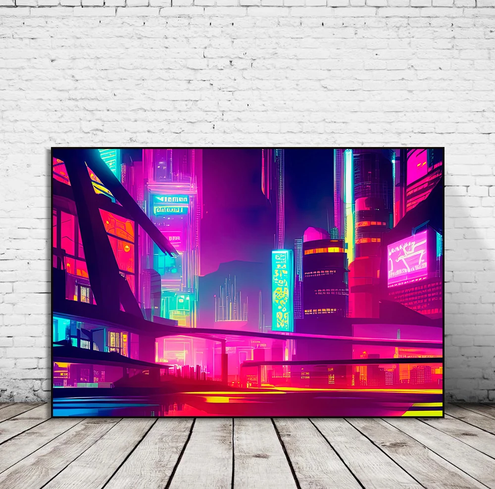 80s Nostalgia Retrowave Synthwave Poster Canvas Wall Art Cool Neon Printing Home for Gaming Room Decoration Frameless Painting