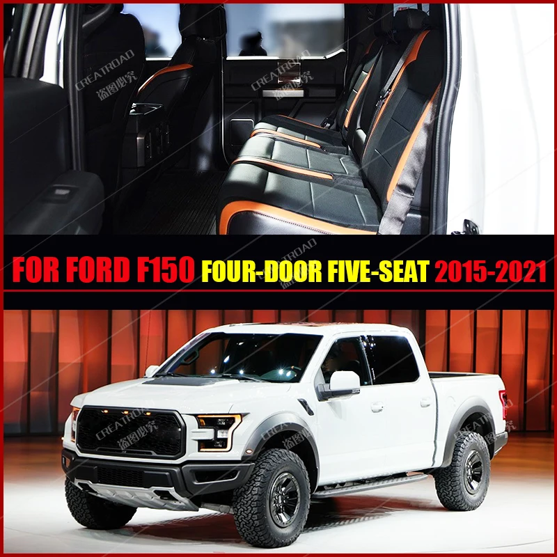 Double Layer Leather Car floor mats for Ford F150 (4 Doors) 2015 2016 2017 2018 2019 2020 2021 foot Pads carpet cover