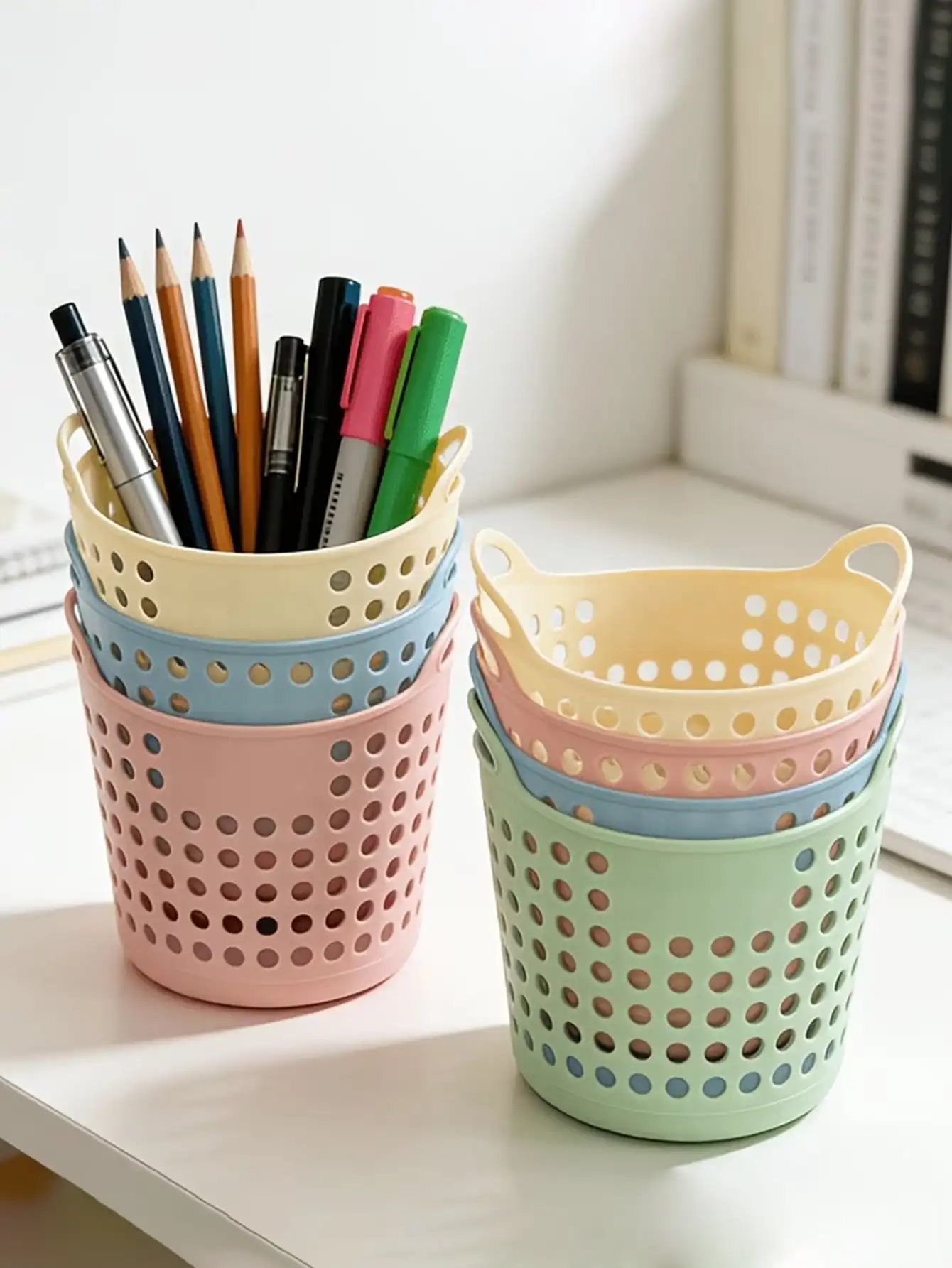 4pcs Mini Desktop Storage Basket, Plastic Organizer Box, Scrapbook Box, Household Use, Suitable For Desktop, Desk, Office And Organization, Storage Basket SH260906222583413711035