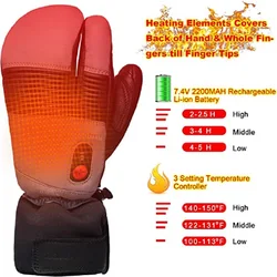 SAVIOR HEAT Winter Electric Heated Gloves Warm Men Women Sheepskin Leather Waterproof Rechargeable Battery Warm Hand Ski Gloves