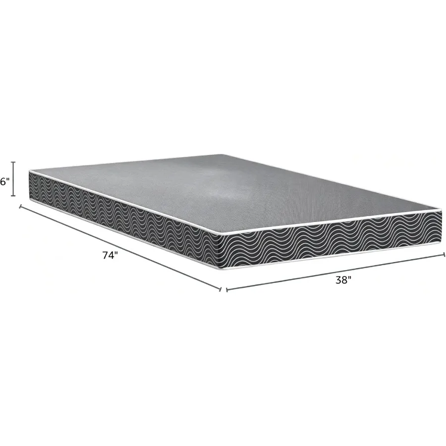 6-Inch Foam Twin Mattress with Water Resistant Vinyl Cover, Firm Sleep for and Adults, Mattress in a Box with Blue Diamond-Quil