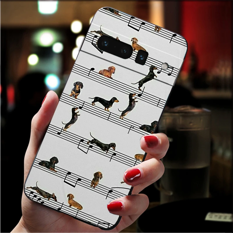 Capa de telefone para google pixel 10 9 pro xl 9a 8 7 6 pro pixel 8a 7a 6a pixel 8 7 6 5 bonito dos desenhos animados dachshund cão