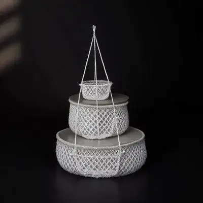 

European Style Tier Hanging Fruit Basket Iron Wire Kitchen Vegetable Storage Baskets Wall Decor Heavy Duty Wire Hanging Basket