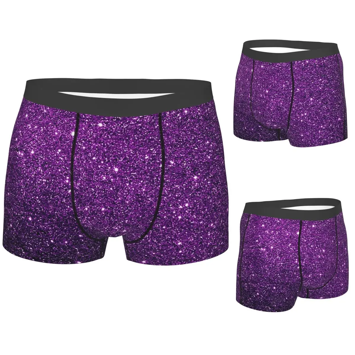 

Boxer Underpants Shorts Gradient Purple Glitter Pattern Panties Male Soft Underwear for Homme Man Boyfriend Gifts