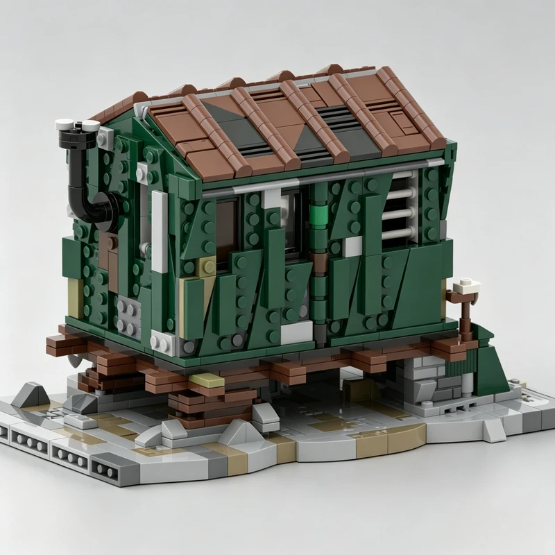 887 Parts MOC Shabby Rustic Shack Cabin Scene Model DIY Creative Blocks Assembly Puzzle Collector Home Decoration Birthday Gifts