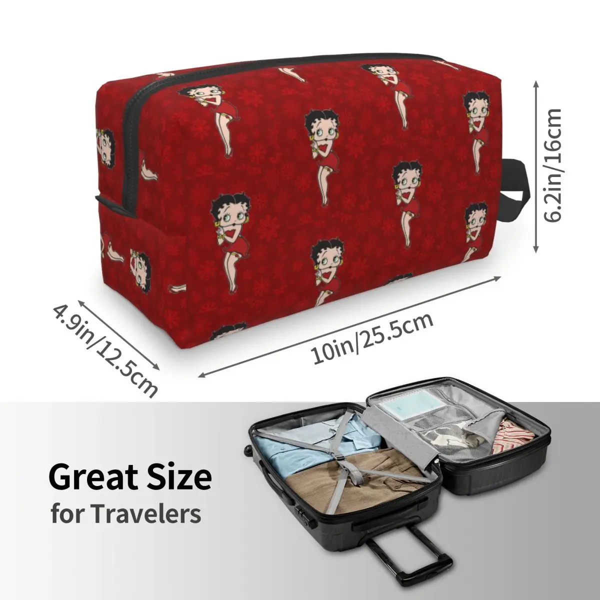 Betty Boop Makeup Bag Cosmetic Organizer Storage Dopp Kit Toiletry Cosmetic Bag for Women Beauty Travel Pencil Case