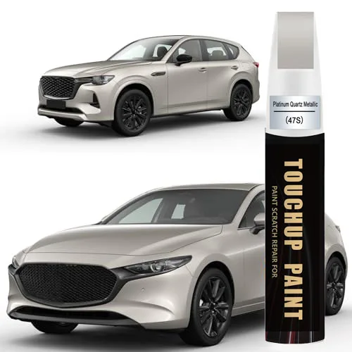 Car Touch Up Paint(Platinum Quartz Metallic(47S)) for Mazda Car Paint Scratch Repair Kit, Quick & Easy Solution to Repair