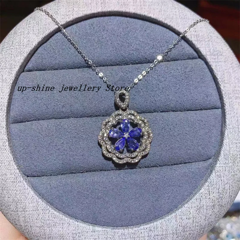 

100% Natural Tanzanite Necklace for Party 3*5mm Natural Pear Cut Tanzanite 925 Silver Gemstone Necklace Gift for Girl