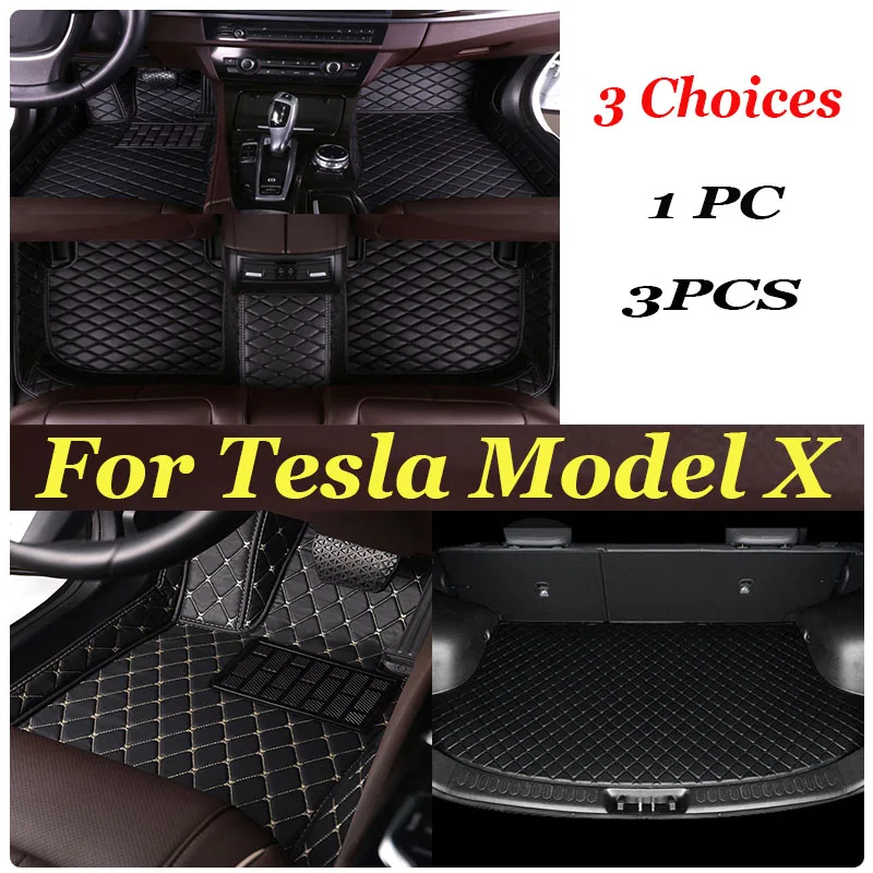 

Car Floor Mats For Tesla Model X 2016~2022 6 seat Second Row No Handrails Anti-dirt pad Interior Parts floor Pad Car Accessories