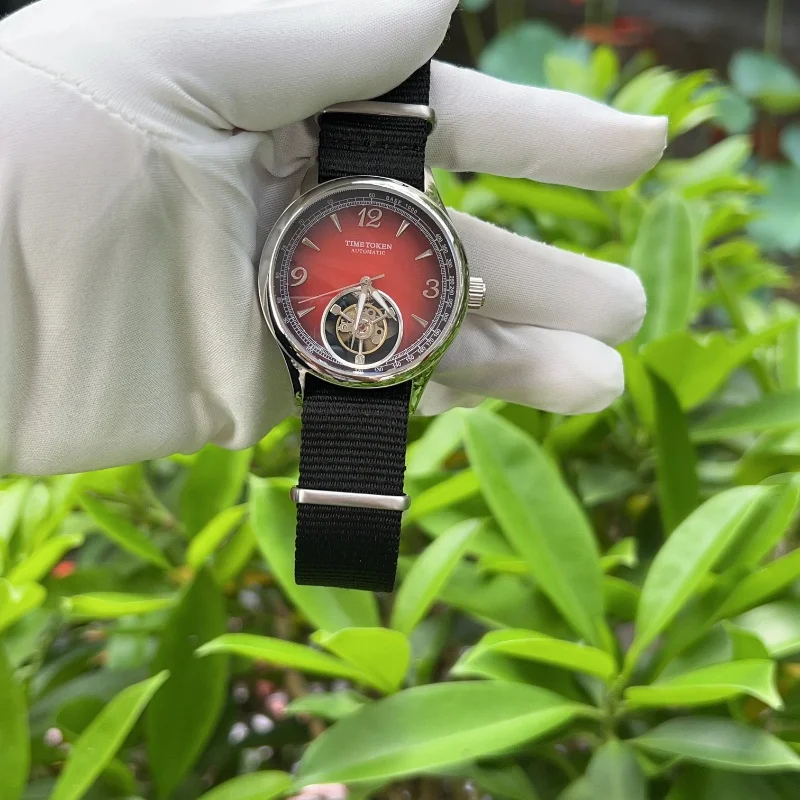 TIME TOKEN T434GS Men's Skeleton Automatic Mechanical Watch 316L Stainless Steel Case Sapphire Crystal 5ATM Water Resistant