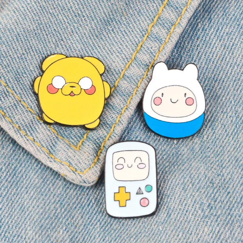 

Kawaii Adventures Times Creative Brooch Cute Cartoon Character Jakes Fashion Clothing Collar Pin Enamel Couple Bag Accessories