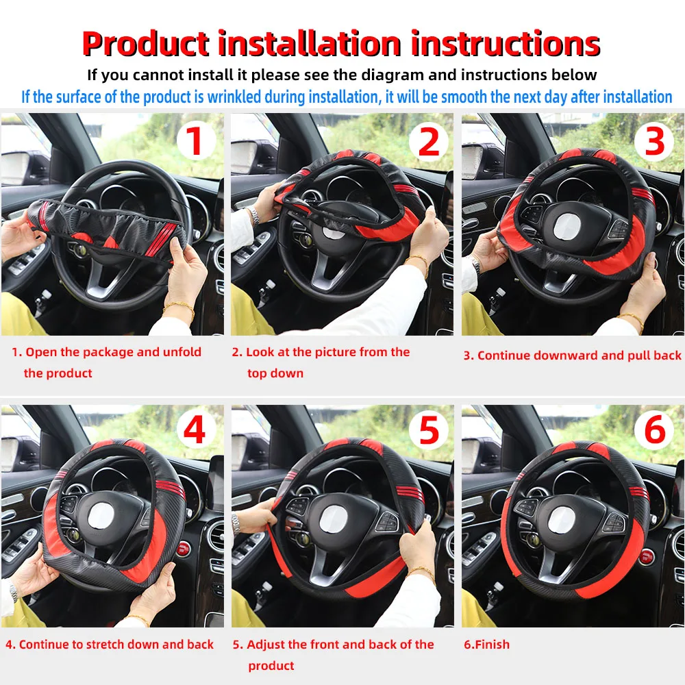 PU-Leder Little Monster Lenkradbezug, randloser Autodekorationsartikel, elastische Passform für 14,5-15 Zoll Räder FÜR AUTO ACCESSI – Detail 4