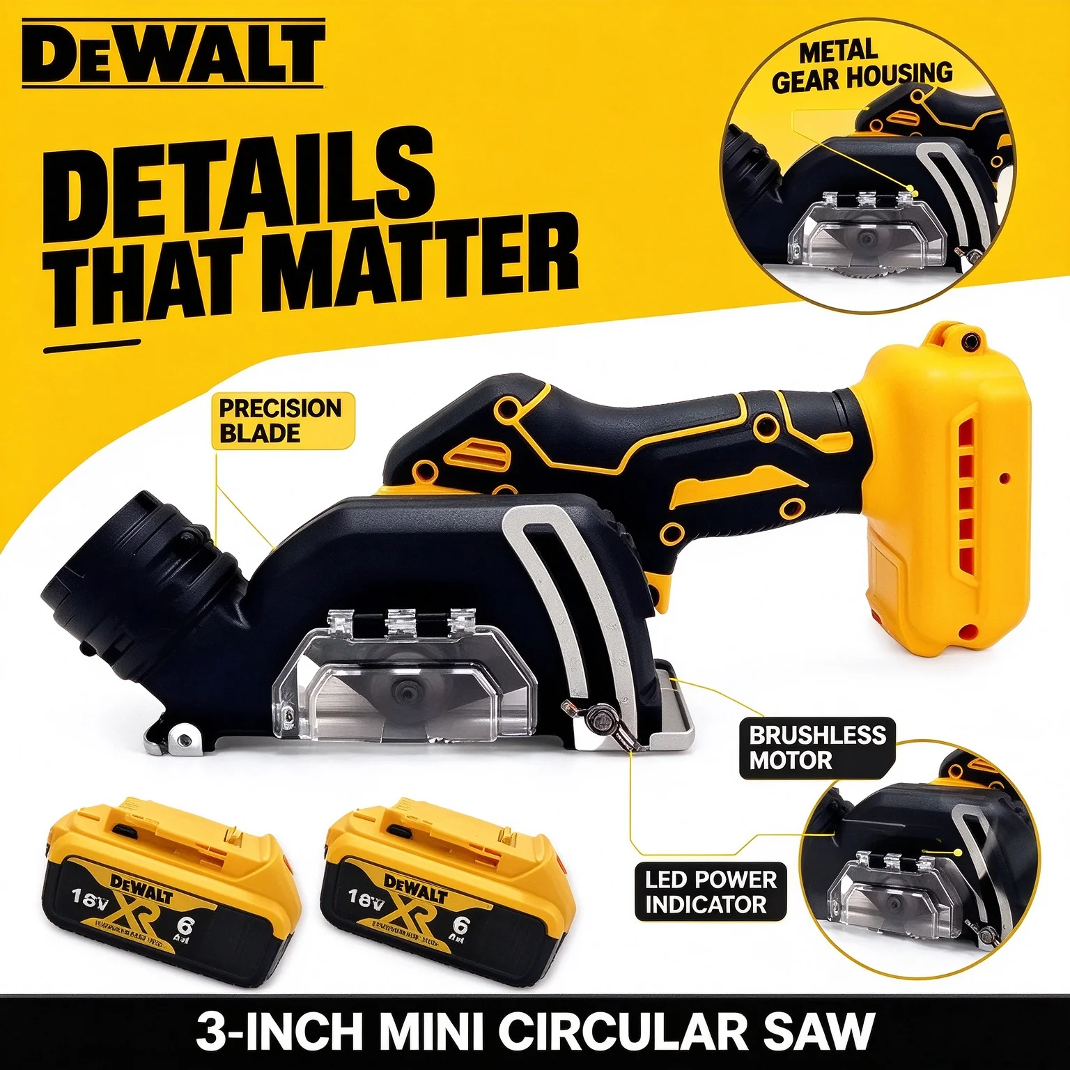 Dewalt Mini Angle Grinder 3 Inch Cordless 3 Inch Electirc CUT OFF Tool Cutting Circular Saw Power Tool for Dewalt 18/20V Battery