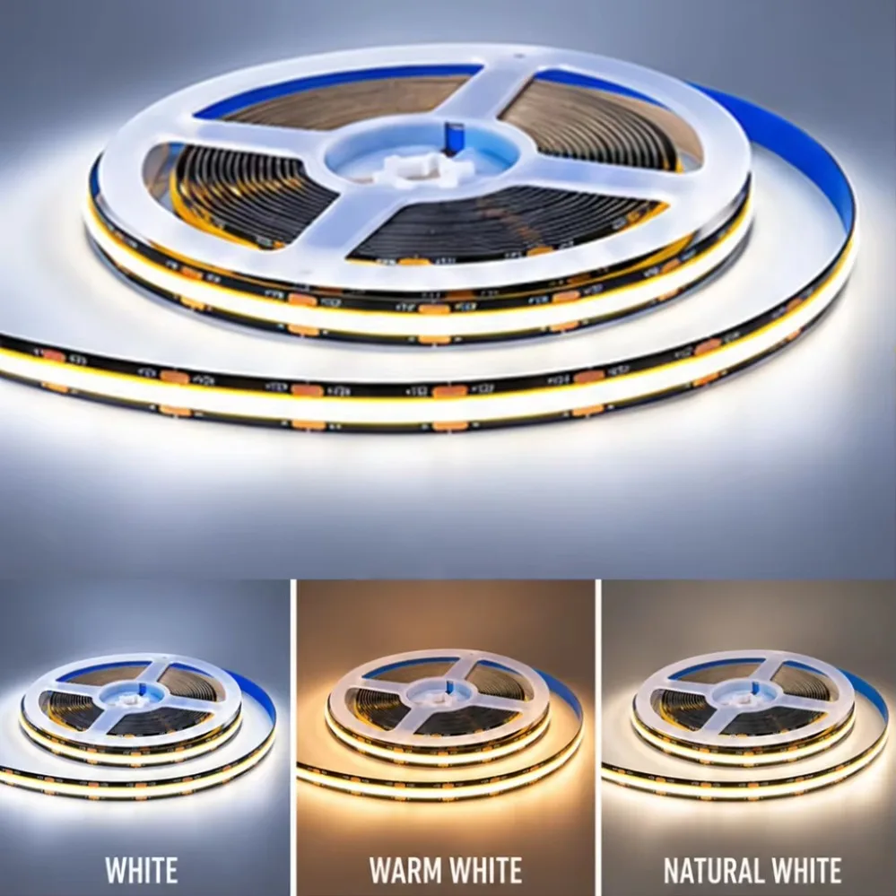 DC12V Black COB LED Strip Light 320LEDs/m Warm/Neutral/White with Black DuPont Wire for Kitchen Cabinet Showcase Decor Lighting