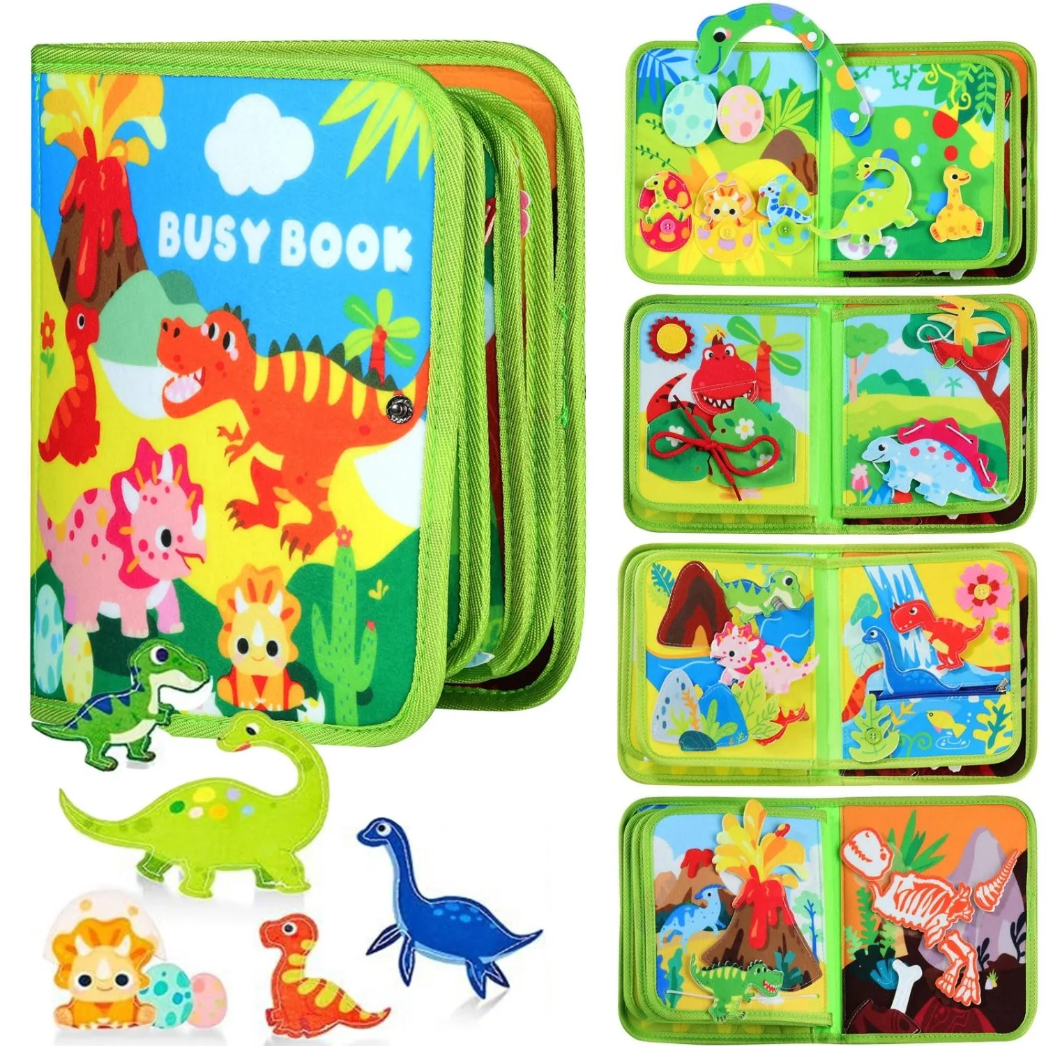

Dinosaur Busy Book for Toddlers Montessori Toys Busy Board for Boy Gifts Girl Educational Learning Activity Books Birthday Gift
