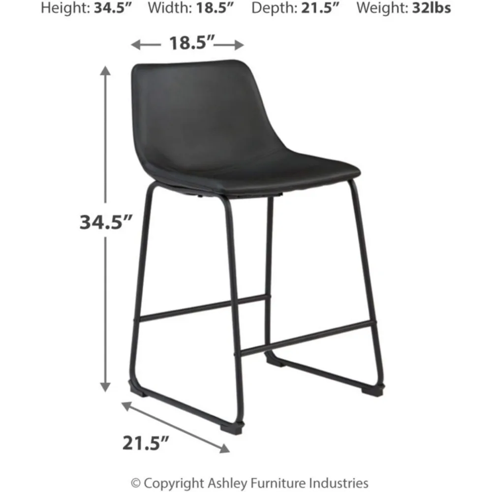 Centiar 24 inci konter ketinggian Modern Bucket Barstool, 2 Count, HITAM