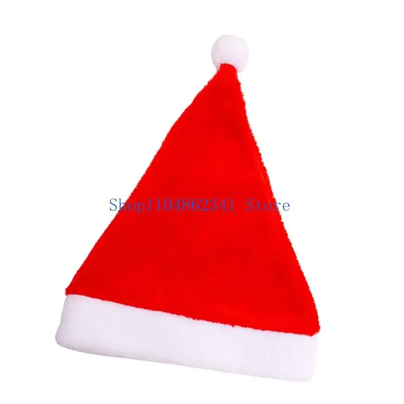 5asd Soft Plush Santa Hats Classical Design Christmas Cap For Adult Kids Indoor Outdoor Holiday Party Gathering Headpiece