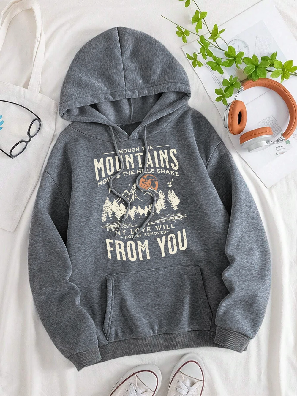 Mountains My Love Will From You Men Women Hoody Harajuku Warm Hoodies Fleece Pullover Sportswear Harajuku Loose Couple Clothing