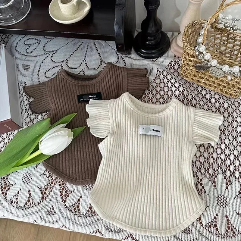 

Fashion Pet Spring/Summer Flying Sleeve Vest Dog Cat Pet Base Shirt Small Dog Teddy T-shirt Puppy Clothes Dog Cooling Vest