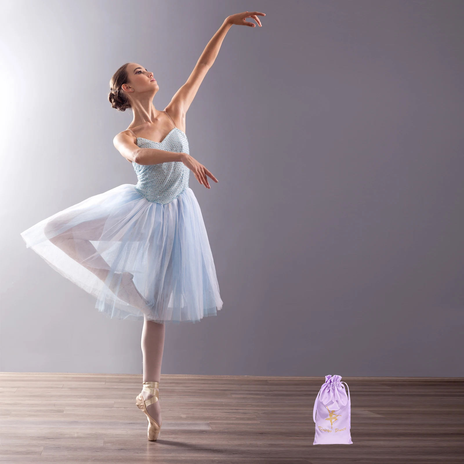 

Portable Dance Bag M Violet Satin Drawstring Ballet Storage Pouch Travel Carrier For Women Girls Ballet Dance Essential