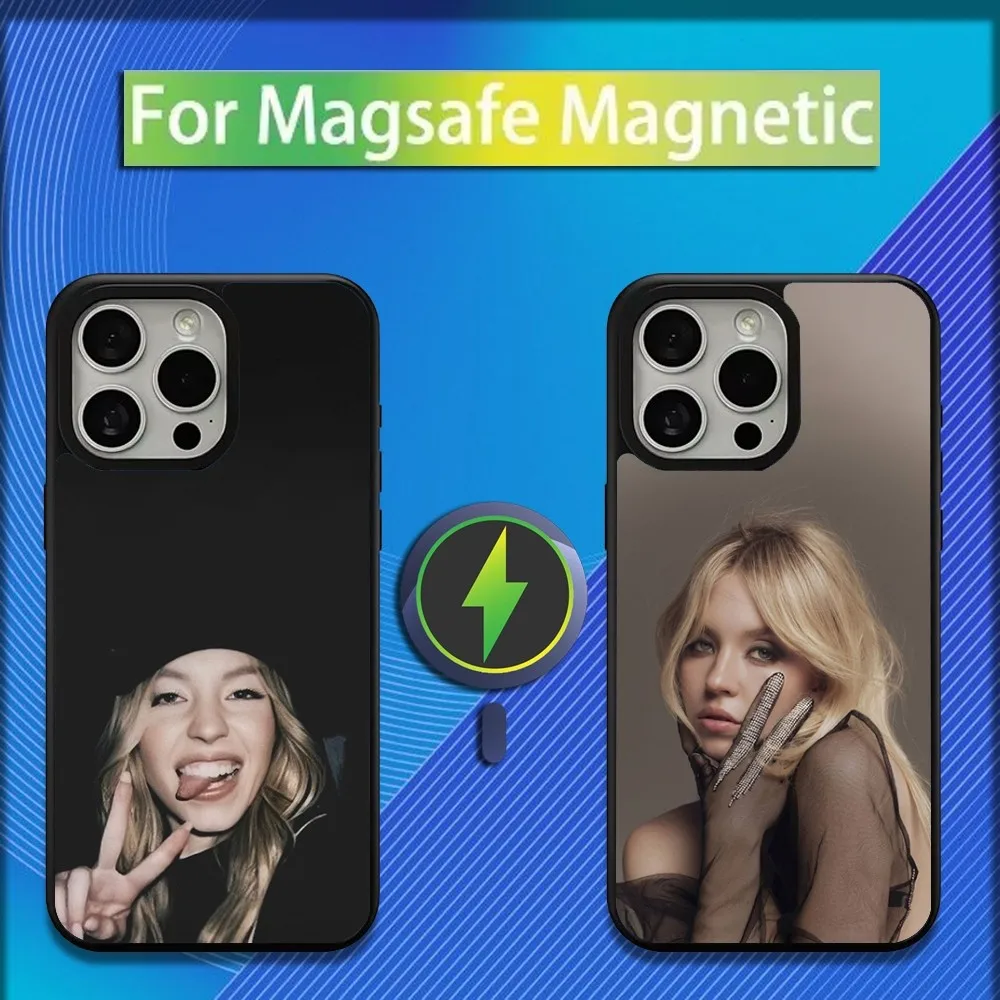 Actor S-Sydney Sweeney Phone Case For iPhone 16,15,14,13,12,11,Plus,Pro,Max,Mini Magsafe Magnetic Wireless Charging