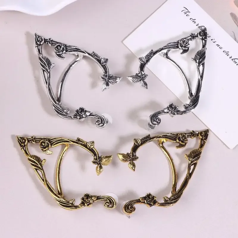 القوطي الجنية قزم الأذن الكفة الأقراط خمر الأزياء بيان كليب ثقب للنساء هالوين حزب مجوهرات هدية